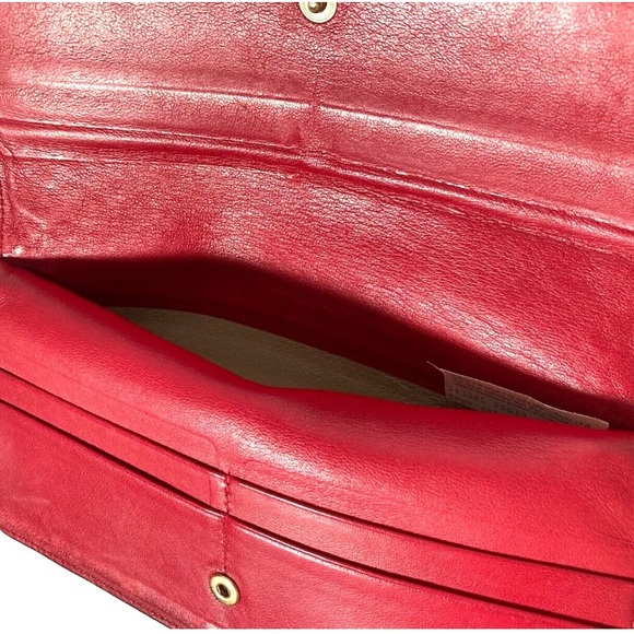 BOTTEGA VENETA VINTAGE INTRECCIATO LEATHER LONG WALLET RED - Picture 8 of 13